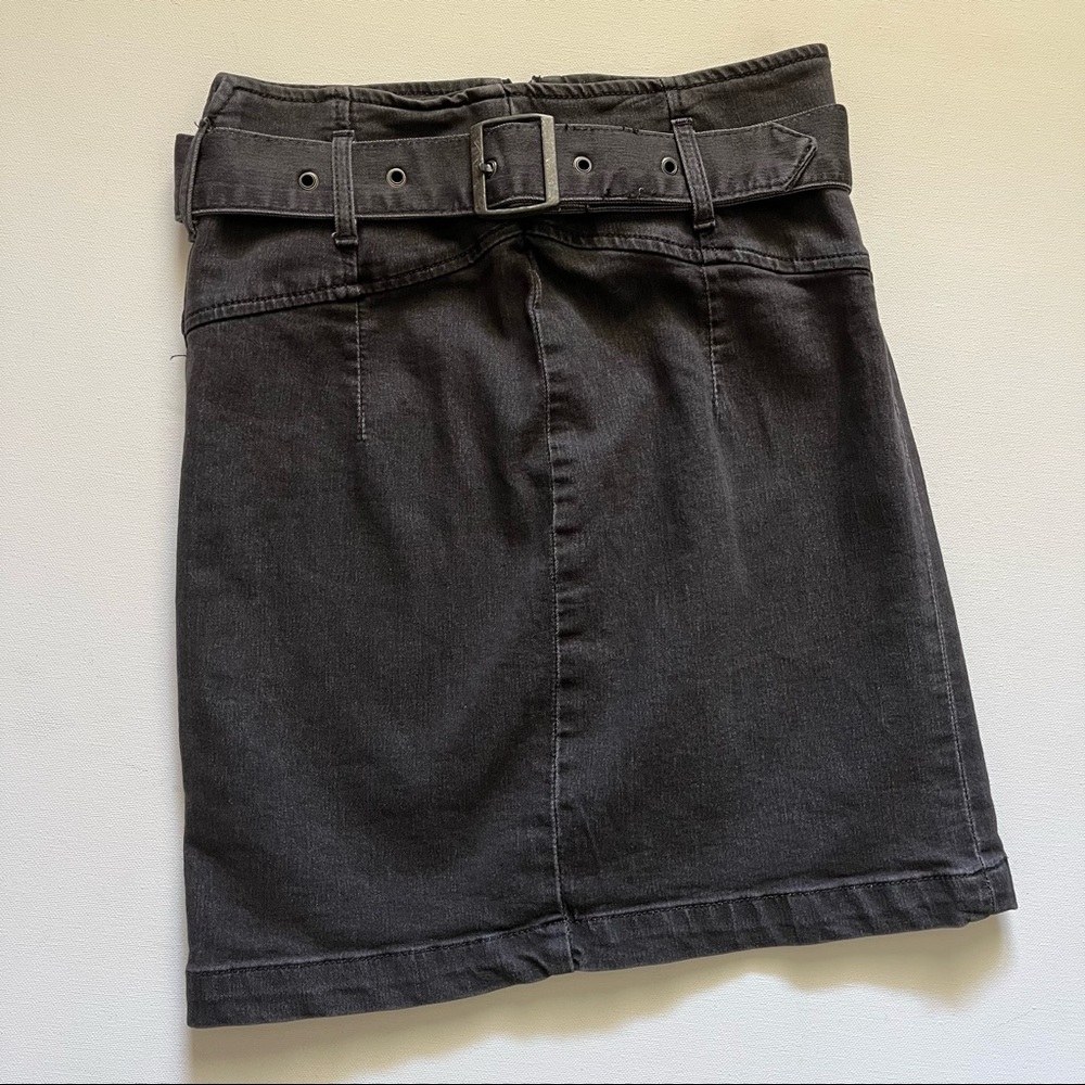 Free People Black Belted Jean Skirt size 2
